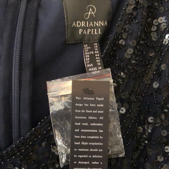 Adrianna Papell Navy Sequin Straight Waist Dress - Picture 4 of 4